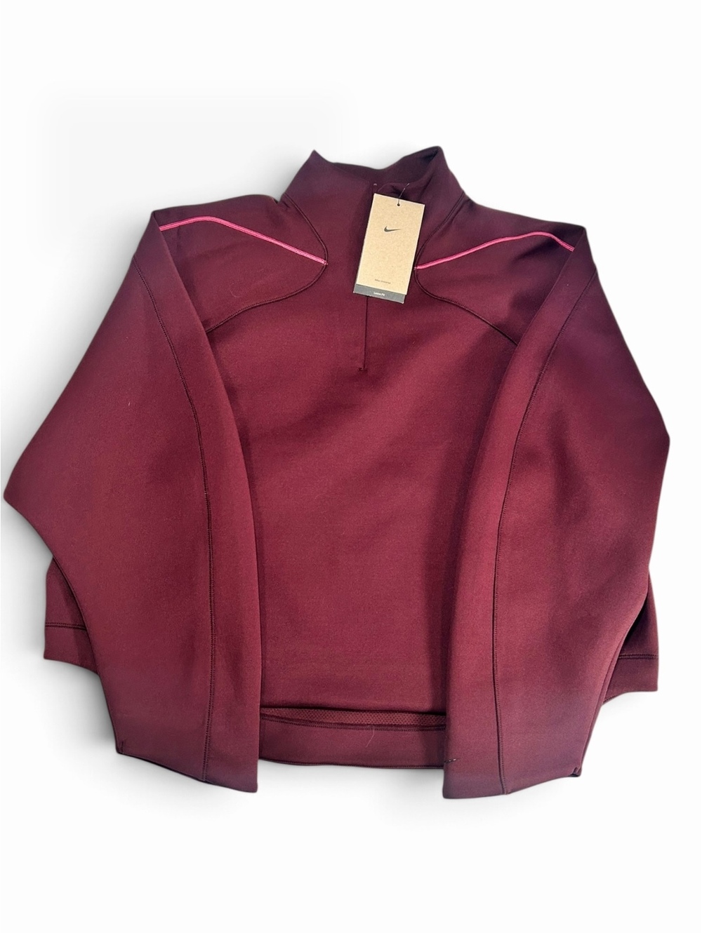Nike Universa Dri-Fit Half Zip Pullover Medium NWT Burgundy Pink Trim Sweatshirt
